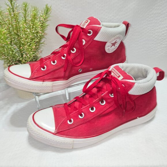CONVERSE CTAS PUFF MID TOP CANVAS ALL STAR SNEAKERS RED MENS SIZE 10.5 GUC - Picture 5 of 12